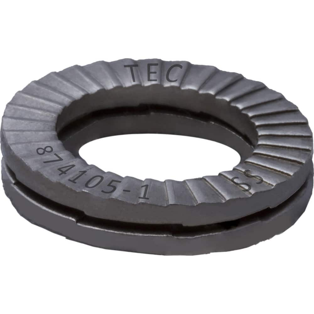 Wedge Lock Washers; Thread Size: 1; Material: Stainless Steel; Inside Diameter: 1.098 in; Outside Diameter: 1.535 in; Finish: Uncoated; Hardness: Kolsterize Case Hardened; Standards: MIL-STD-1312-7   ISO 9001:2008    ISO TS16949; Thickness: 3.2 in