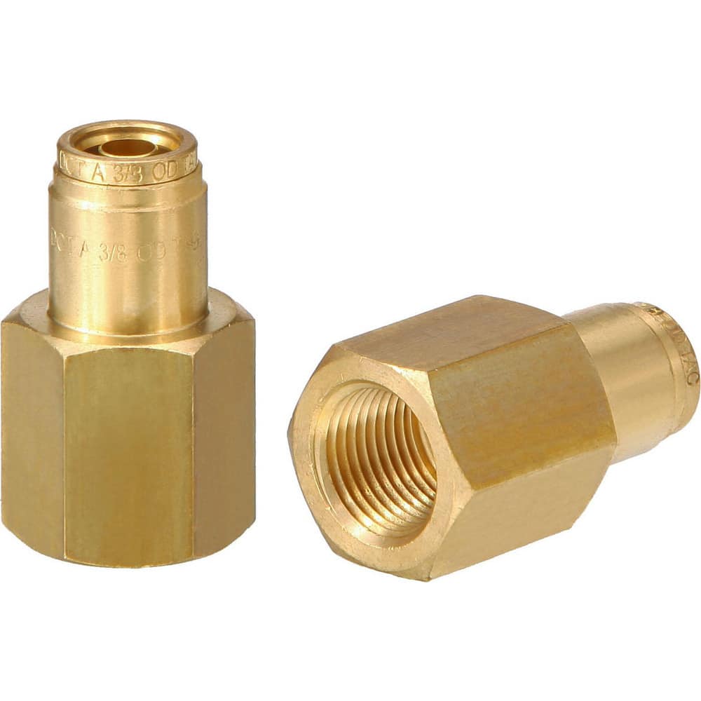 Metal Push-To-Connect Tube Fittings; Fitting Type: CONN; Connection Type: Push-to-Connect x FNPT; Material: Brass; Thread Size: 3/8″; Tube Outside Diameter: 3/8; Fitting Shape: Straight; Maximum Working Pressure (Psi - 3 Decimals): 250.000; Overall Length