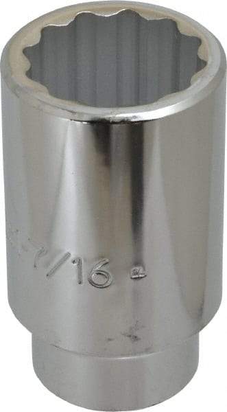 Proto - 1-7/16", 1/2" Drive, Deep Hand Socket - 12 Points, 3-1/2" OAL, Chrome Finish - Eagle Tool & Supply