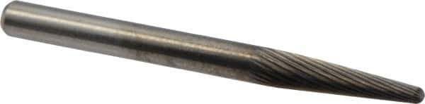 M.A. Ford - 1/8" Cut Diam, 1/8" Shank Diam, Taper Head Double Cut Burr - Carbide, Radius End, 1/2" LOC, 1-1/2" OAL - Eagle Tool & Supply