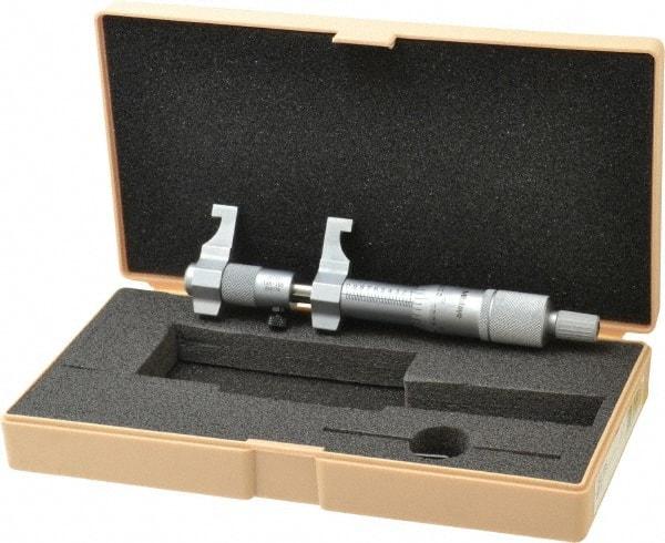 Mitutoyo - 2 to 3 Inch Range, Carbide Satin Chrome Coated, Mechanical Inside Caliper Micrometer - 0.001 Inch Graduation, 0.0004 Inch Accuracy - Eagle Tool & Supply