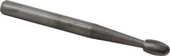 M.A. Ford - 1/8" Cut Diam, 1/8" Shank Diam, Oval Head Double Cut Burr - Carbide, Radius End, 7/32" LOC, 1-1/2" OAL - Eagle Tool & Supply
