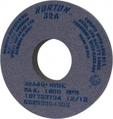 Norton - 14" Diam x 5" Hole x 1-1/2" Thick, H Hardness, 46 Grit Surface Grinding Wheel - Aluminum Oxide, Type 1, Coarse Grade, 1,800 Max RPM, Vitrified Bond, No Recess - Eagle Tool & Supply