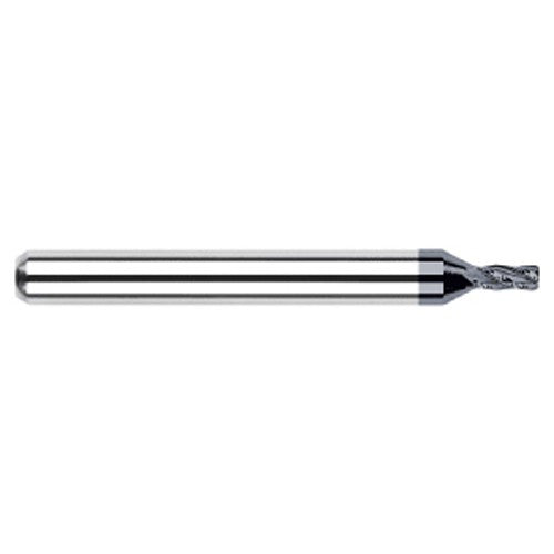 Miniature End Mills - Stub & Standard - 0.0300″ Cutter Diameter × 0.0100″ Radius × 0.0450″ Length of Cut Carbide Corner Radius End Mill, 4 Flutes, AlTiN Coated - Exact Industrial Supply