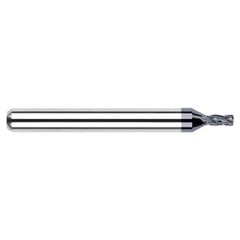 Miniature End Mills - Stub & Standard - 0.1180″ Cutter Diameter × 0.0150″ (1/64″) Radius × 0.1770″ Length of Cut Carbide Corner Radius End Mill, 4 Flutes, AlTiN Coated - Exact Industrial Supply