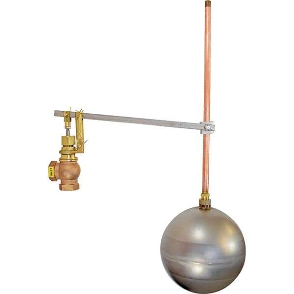 Control Devices - 1/2" Pipe, Brass & Bronze, Angle Pattern-Single Seat, Mechanical Float Valve - 100 psi, FIP x FIP End Connections - Eagle Tool & Supply