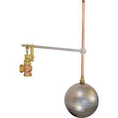 Control Devices - 3/4" Pipe, Brass & Bronze, Angle Pattern-Single Seat, Mechanical Float Valve - 100 psi, FIP x FIP End Connections - Eagle Tool & Supply