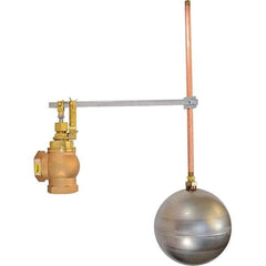 Control Devices - 1-1/4" Pipe, Brass & Bronze, Angle Pattern-Single Seat, Mechanical Float Valve - 100 psi, FIP x FIP End Connections - Eagle Tool & Supply
