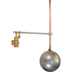 Control Devices - 1/2" Pipe, Brass & Bronze, Angle Pattern-Single Seat, Mechanical Float Valve - 100 psi, FIP x FIP End Connections - Eagle Tool & Supply