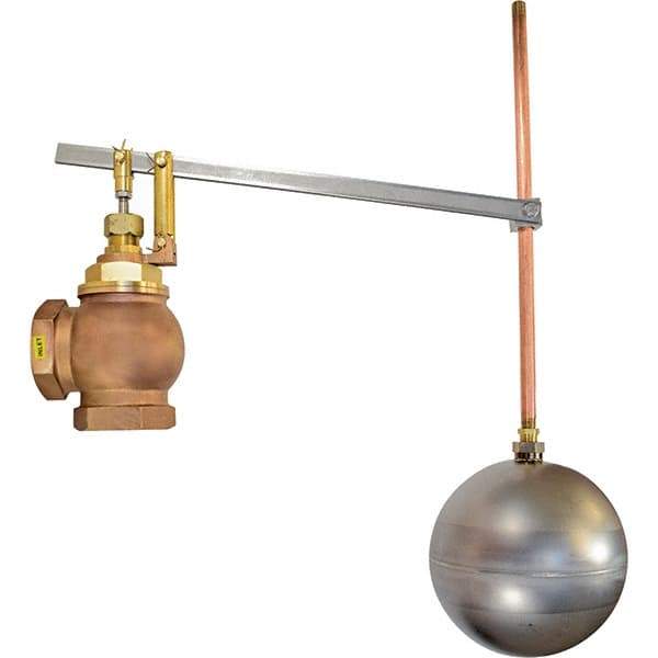 Control Devices - 2" Pipe, Brass & Bronze, Angle Pattern-Single Seat, Mechanical Float Valve - 75 psi, FIP x FIP End Connections - Eagle Tool & Supply