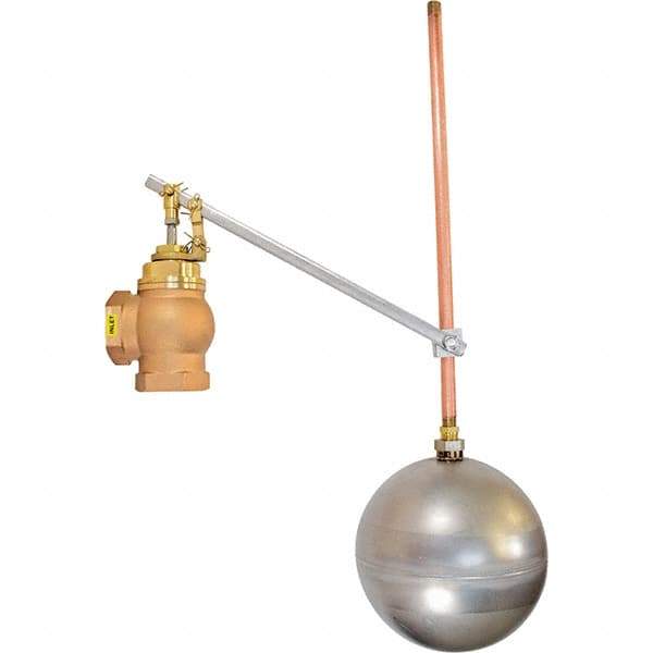 Control Devices - 1" Pipe, Brass & Bronze, Angle Pattern-Single Seat, Mechanical Float Valve - 100 psi, FIP x FIP End Connections - Eagle Tool & Supply