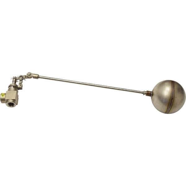 Control Devices - 3/4" Pipe, Stainless Steel, Angle Pattern-Double Seat, Mechanical Float Valve - 100 psi, FIP End Connections - Eagle Tool & Supply
