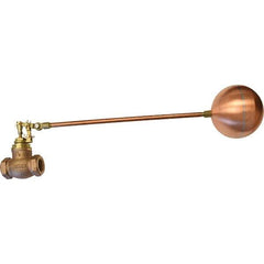 Control Devices - 1-1/2" Pipe, Brass & Bronze, Globe Pattern-Double Seat, Mechanical Float Valve - 100 psi, FIP End Connections - Eagle Tool & Supply