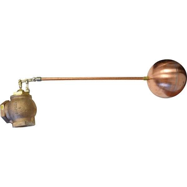 Control Devices - 2" Pipe, Brass & Bronze, Angle Pattern-Double Seat, Mechanical Float Valve - 75 psi, FIP End Connections - Eagle Tool & Supply