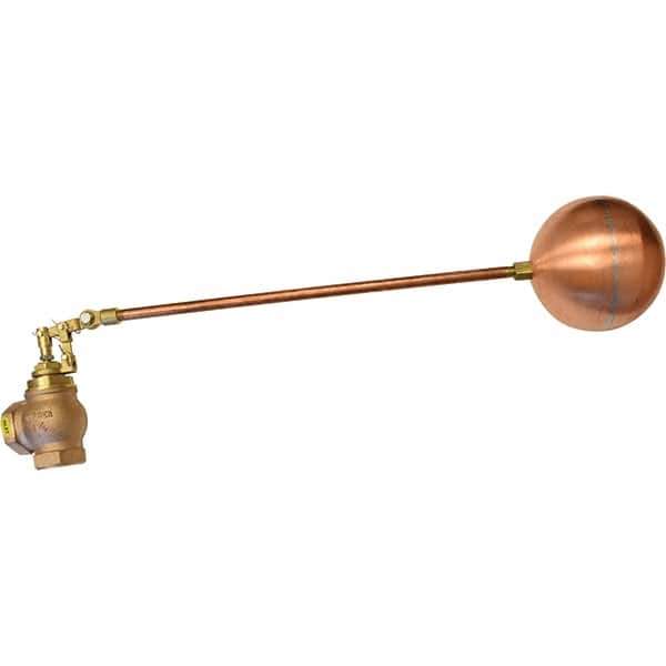 Control Devices - 1-1/4" Pipe, Brass & Bronze, Angle Pattern-Double Seat, Mechanical Float Valve - 100 psi, FIP End Connections - Eagle Tool & Supply