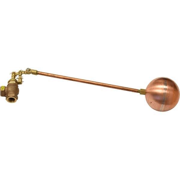 Control Devices - 3/4" Pipe, Brass & Bronze, Angle Pattern-Double Seat, Mechanical Float Valve - 100 psi, FIP End Connections - Eagle Tool & Supply
