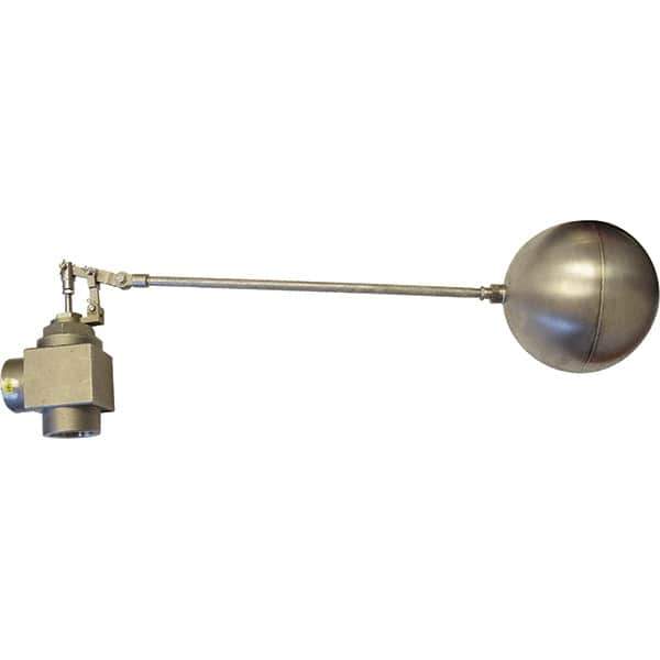 Control Devices - 1-1/2" Pipe, Stainless Steel, Angle Pattern-Double Seat, Mechanical Float Valve - 100 psi, FIP End Connections - Eagle Tool & Supply