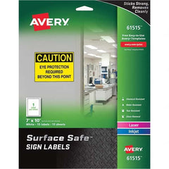 AVERY - Pack of (15), 7" x 10" White Polyester Durable Square Labels - Eagle Tool & Supply