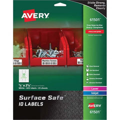 AVERY - Pack of (825), 7/8" x 2-5/8" White Polyester Durable Square Labels - Eagle Tool & Supply