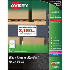 AVERY - Pack of (100), 4" x 6" White Polyester Durable Square Labels - Eagle Tool & Supply