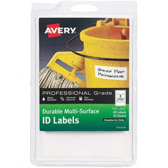 AVERY - Pack of (40), 1-1/4" x 3-1/2" White Paper Durable Square Labels - Eagle Tool & Supply