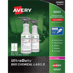 AVERY - Pack of (200), 3-1/2" x 5" White Synthetic Film ID Labels - Eagle Tool & Supply