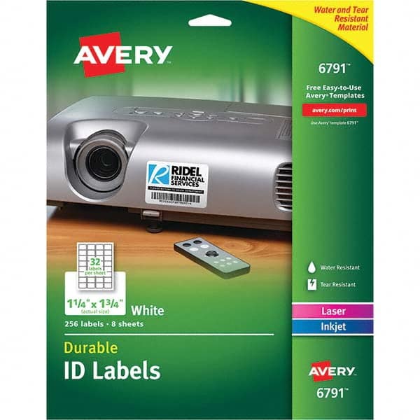 AVERY - Pack of (256), 1-1/4" x 1-3/4" White Paper Multipurpose Labels - Eagle Tool & Supply