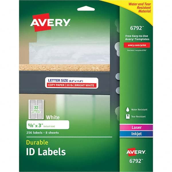 AVERY - Pack of (256), 5/8" x 3" White Paper Multipurpose Labels - Eagle Tool & Supply