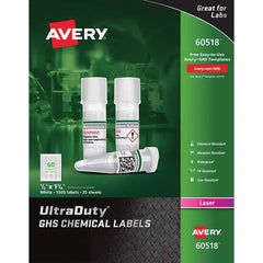 AVERY - Pack of (1500), 1" x 1-3/4" White Synthetic Film ID Labels - Eagle Tool & Supply