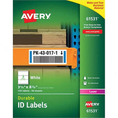 AVERY - Pack of (150), 3-1/4" x 8-3/8" White Paper Durable Square Labels - Eagle Tool & Supply