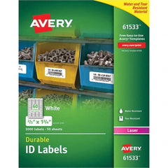 AVERY - Pack of (3000), 0.67" x 1-3/4" White Paper Durable Square Labels - Eagle Tool & Supply