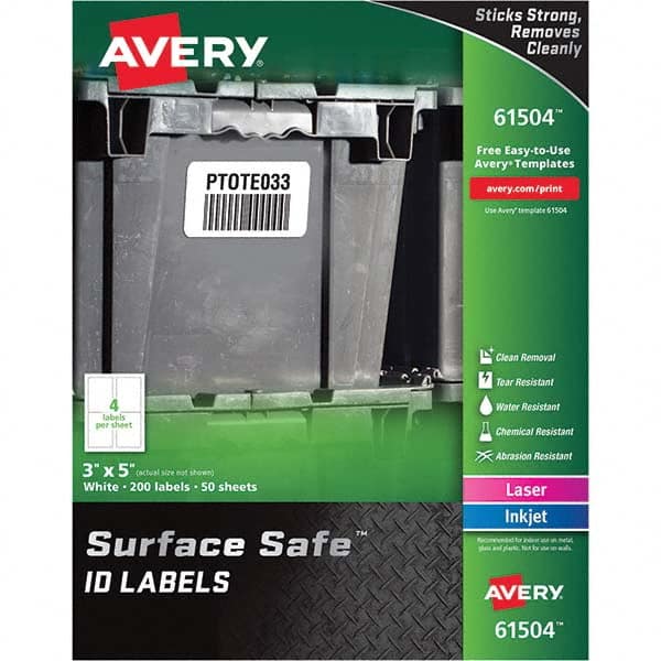 AVERY - Pack of (200), 3" x 5" White Polyester Durable Square Labels - Eagle Tool & Supply