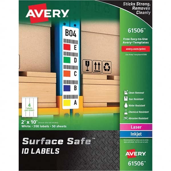 AVERY - Pack of (200), 2" x 10" White Polyester Durable Square Labels - Eagle Tool & Supply