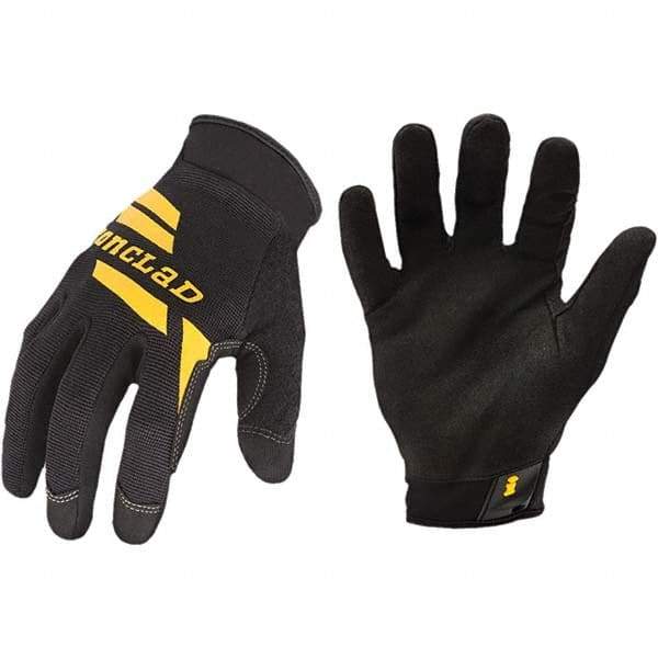 ironCLAD - Size XL (10) Synthetic Leather Work Gloves - For Mechanic's & Lifting, Uncoated, Slip-On Cuff, Full Fingered, Black, Paired - Eagle Tool & Supply