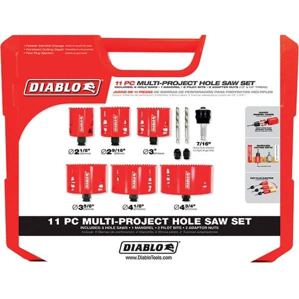 Freud - Hole Saw Kits Minimum Saw Diameter (Inch): 2-1/8 Maximum Saw Diameter (Inch): 4-3/4 - Eagle Tool & Supply