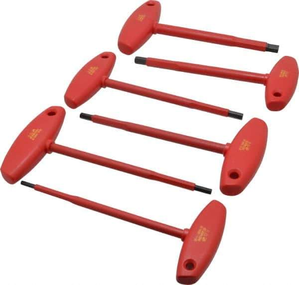 Wiha - 6 Piece T-Handle Hex Key Set - Hex Range 5/32 to 3/8", Chrome Vanadium Molybdenum - Eagle Tool & Supply