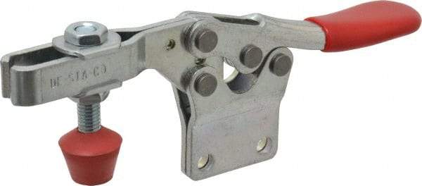 De-Sta-Co - 500 Lb Holding Capacity, Horizontal Handle, Manual Hold Down Toggle Clamp - 70° Handle Movement, 92° Bar Opening, U-Bar, Straight Base, Electro-Plated Zinc, Carbon Steel - Eagle Tool & Supply