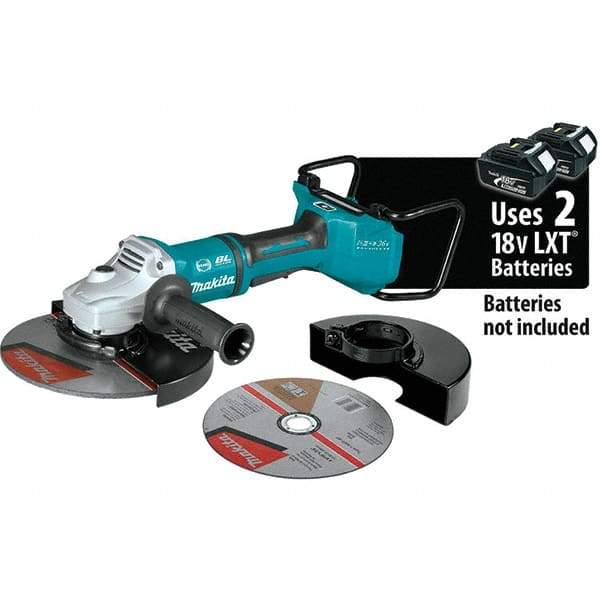 Makita - 9" Wheel Diam, 6,000 RPM, Cordless Angle & Disc Grinder - 5/8-11 Spindle, 36 Volts - Eagle Tool & Supply