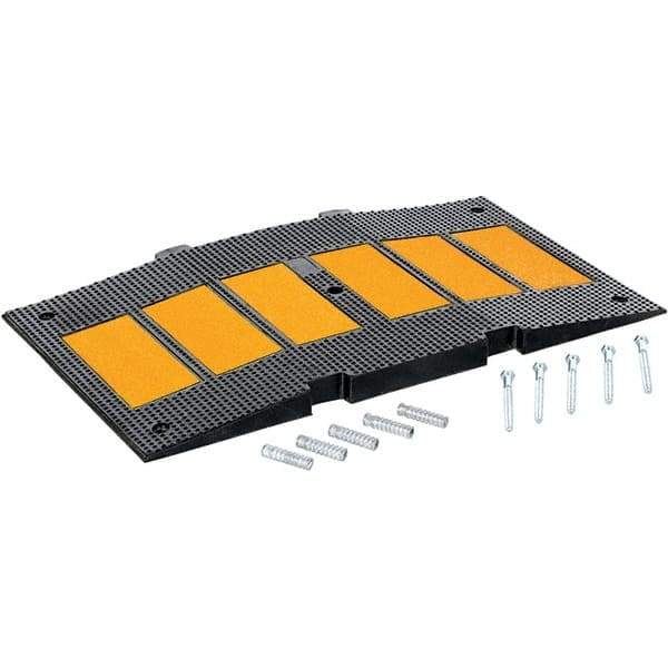 Vestil - 20-5/16" Long x 35-1/4" Wide x 2-7/16" High, Rubber Speed Hump - Yellow & Black - Eagle Tool & Supply
