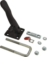 De-Sta-Co - 7,500 Lb Capacity, Horizontal, U Hook, Flanged Base, Carbon Steel Pull Action Latch Clamp - 2.19" Drawing Movement, 10.12" OAL, Threaded U Hook, Straight Handle - Eagle Tool & Supply