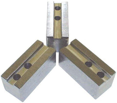 H & R Manufacturing - 3/32 x 90° Serrated Attachment, Square Soft Lathe Chuck Jaw - 3 Jaws, Steel, 1-9/16" Btw Mount Hole Ctrs, 6-1/4" Long x 2-1/2" Wide x 3" High, 1" Groove - Eagle Tool & Supply