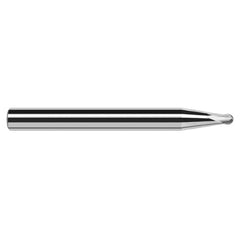 3/16″ Dia. × 3/8″ Shank × 0.15″ DOC × 4″ OAL, Carbide Uncoated, 2 Flute, Ballnose End Mill - Exact Industrial Supply