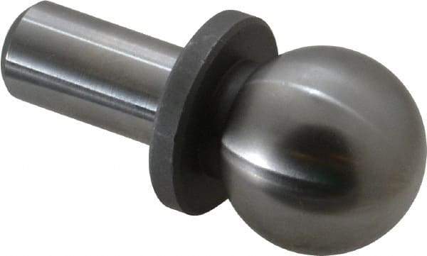 Jergens - 3/4" Ball Diam, 3/8" Shank Diam, Steel Inspection Tooling Ball - Slip-Fit Shank, 1-1/4" Ball Center to Shank Bottom, 1/2" Ball Center to Shoulder Bottom, with Shoulder - Eagle Tool & Supply