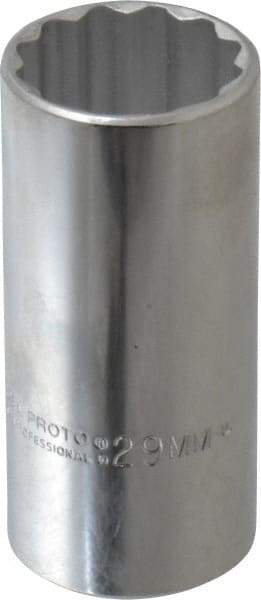 Proto - 1/2" Drive, Deep Hand Socket - 12 Points, 3-1/4" OAL, Chrome Finish - Eagle Tool & Supply