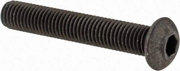 Value Collection - 1/4-28 UNF Hex Socket Drive, Button Screw - Alloy Steel, Black Oxide Finish, Fully Threaded, 1-1/2" Length Under Head - Eagle Tool & Supply