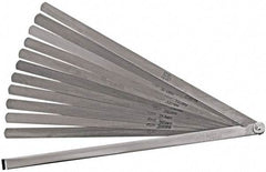 Proto - 12 Piece, 0.0015 to 0.02" Thick, Parallel Feeler Gage Set - 12" Leaf Length, 1/2" Wide, Steel - Eagle Tool & Supply