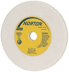 Norton - 60 Grit Aluminum Oxide Type 1 Internal Grinding Wheel - 4" Diam x 1/2" Hole x 1/4" Thick, 6,210 Max RPM, Type 1 Medium Grade, K Hardness, Vitrified Bond, One-Side Recess - Eagle Tool & Supply