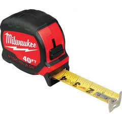 Milwaukee Tool - 40' x 1-5/16" Yellow/Black Blade Tape Measure - Eagle Tool & Supply