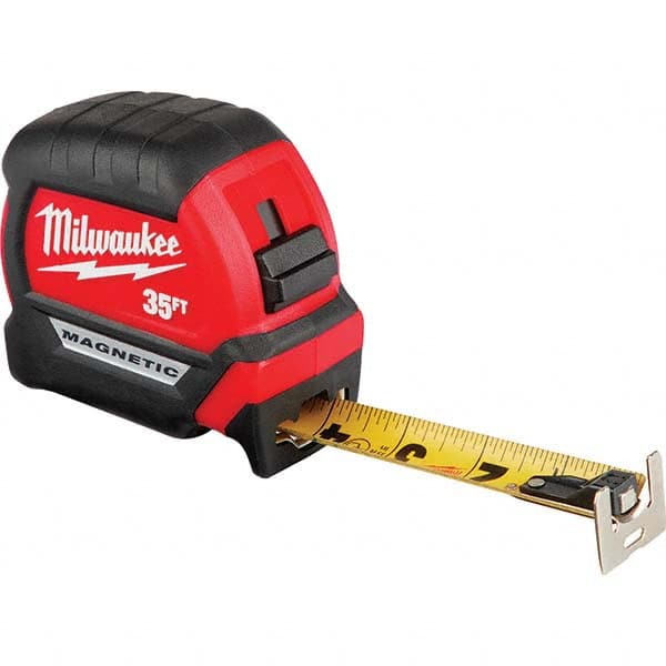 Milwaukee Tool - 35' x 1" Yellow/Black Blade Tape Measure - Eagle Tool & Supply