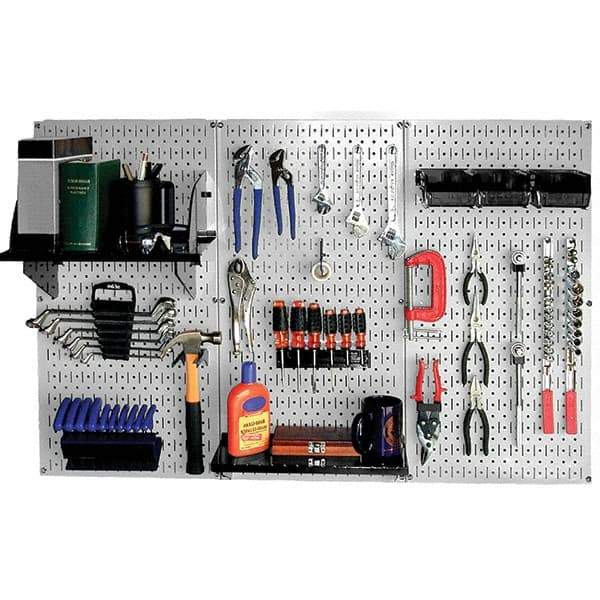 Wall Control - 48" Wide x 32" High Peg Board Kit - 3 Panels, Metal, Gray/Black - Eagle Tool & Supply